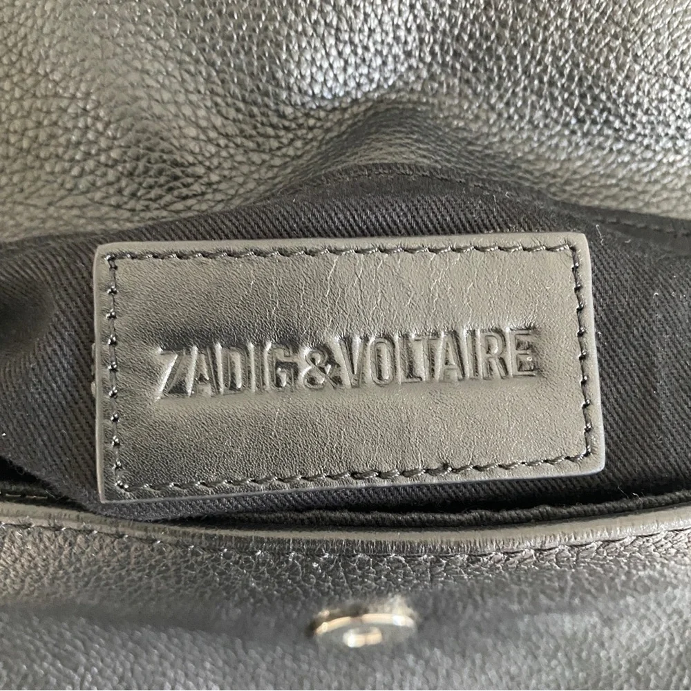 Black Leather Mini Backpack with Silver Details